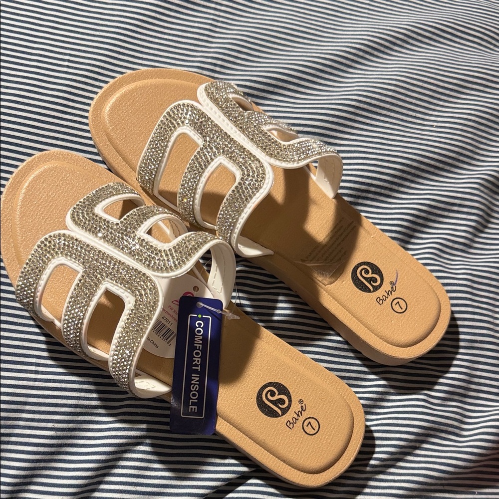 Women's White Slide Sandals - White